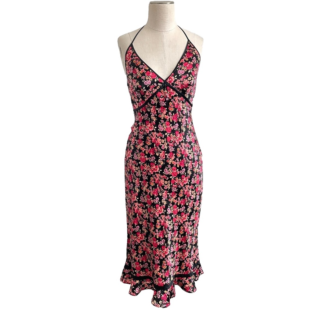 VTG Express Dress Y2K Sz 13/14 Pink Silk Ditsy Floral Fairy Coquette Femme Indie
